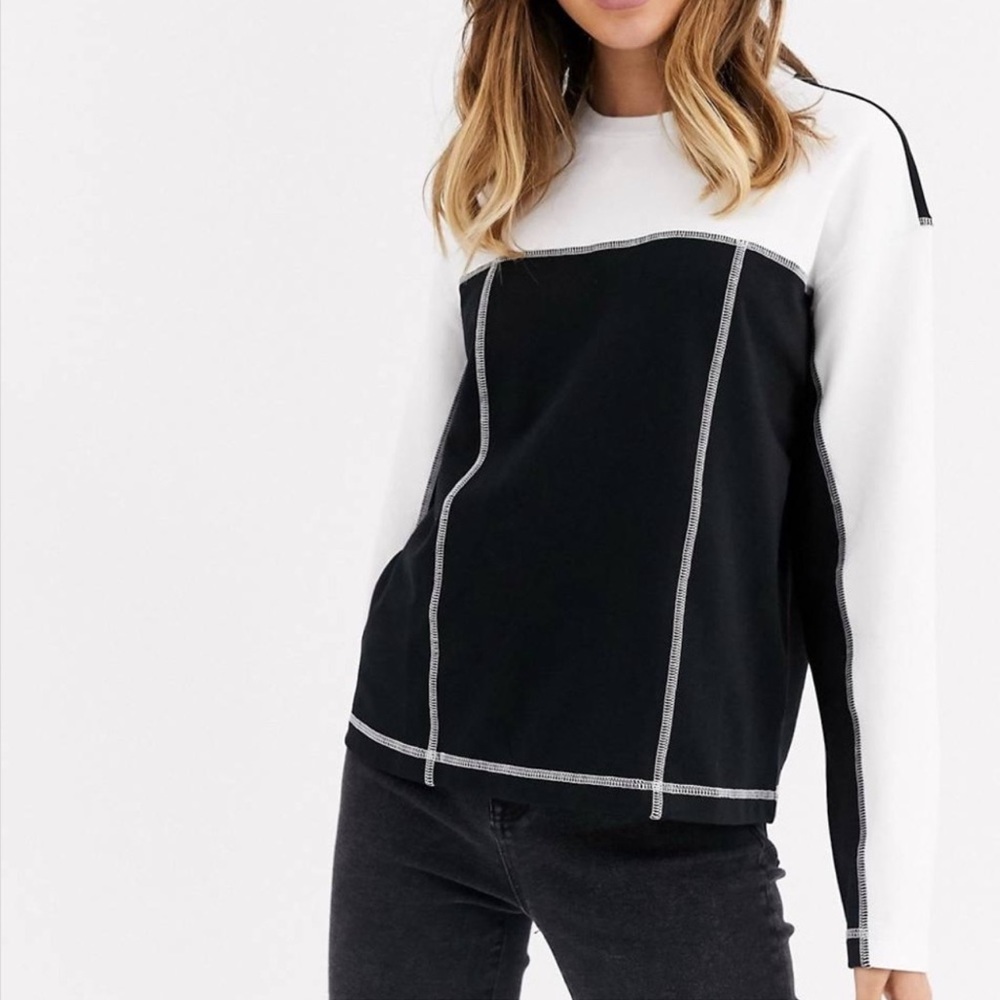 ASOS DESIGN Sweatshirt in Color Block with Flat Lock Seams Size Women’s 14
